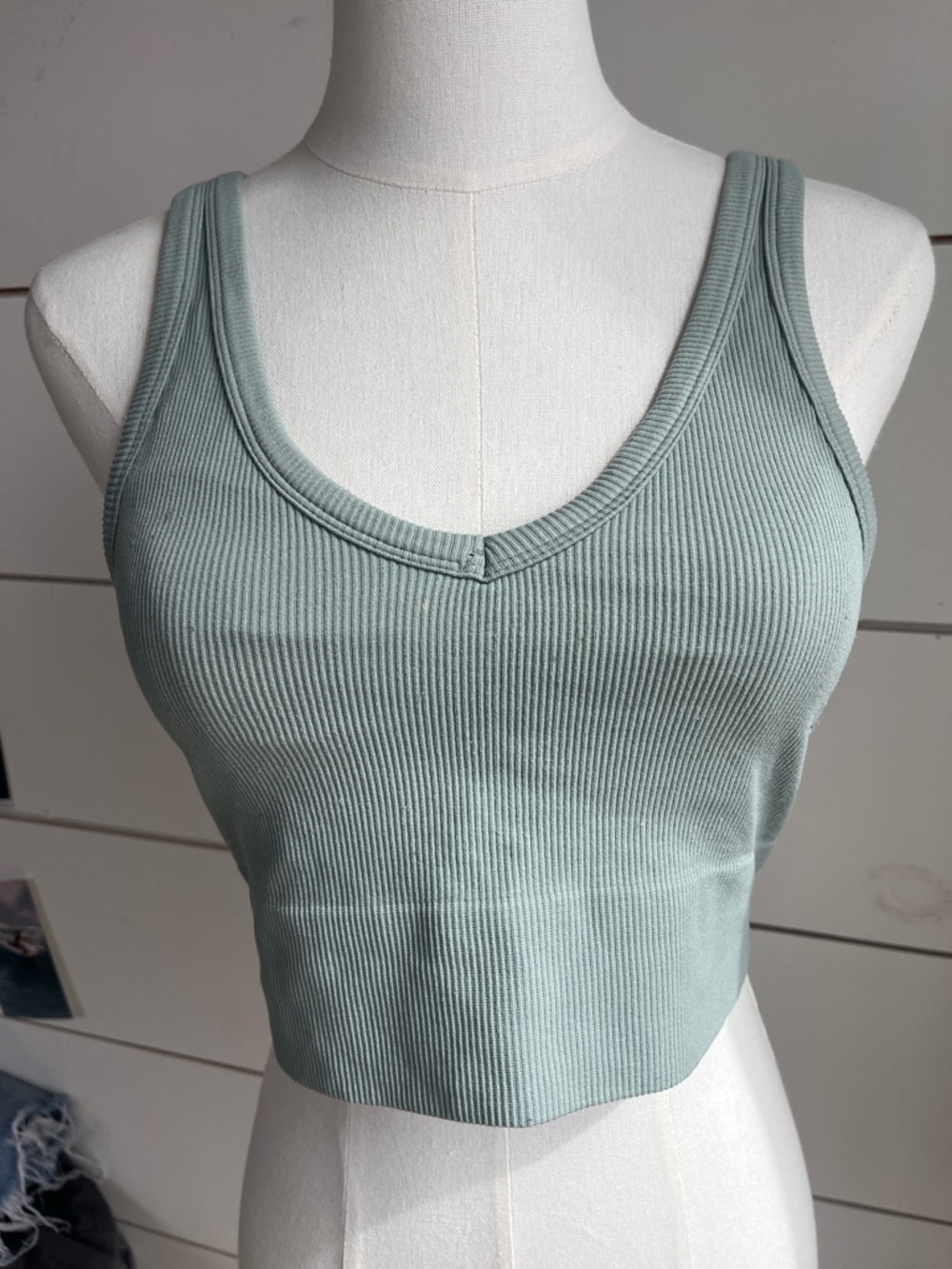 Streetwear Society Ribbed Scoop Tank — Sage